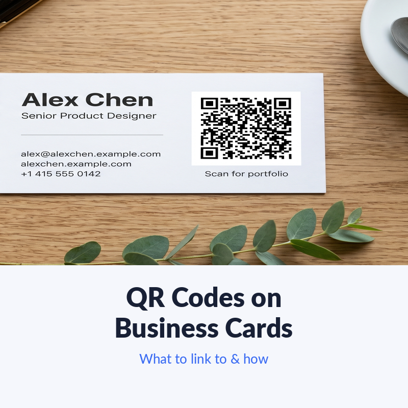 QR Codes on Business Cards 2026 thumbnail with branded card and QR
