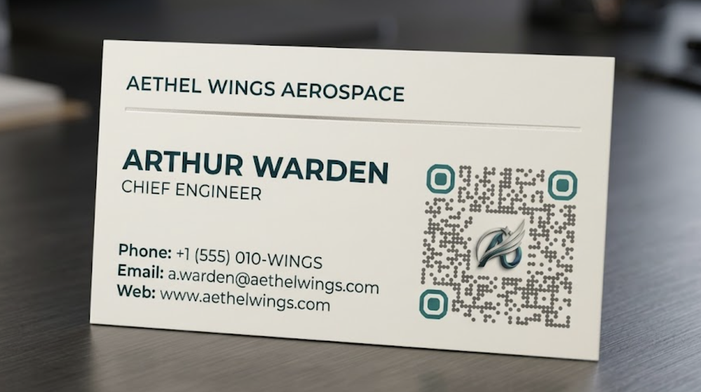 Branded QR code example on a business card