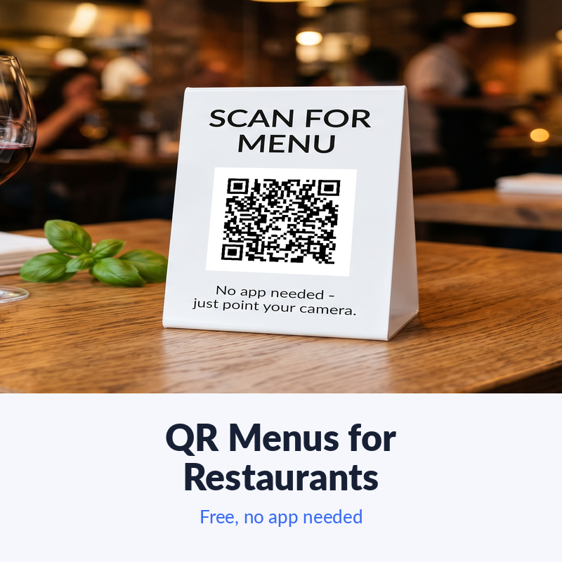 QR Code Menus for Restaurants thumbnail with table tent QR