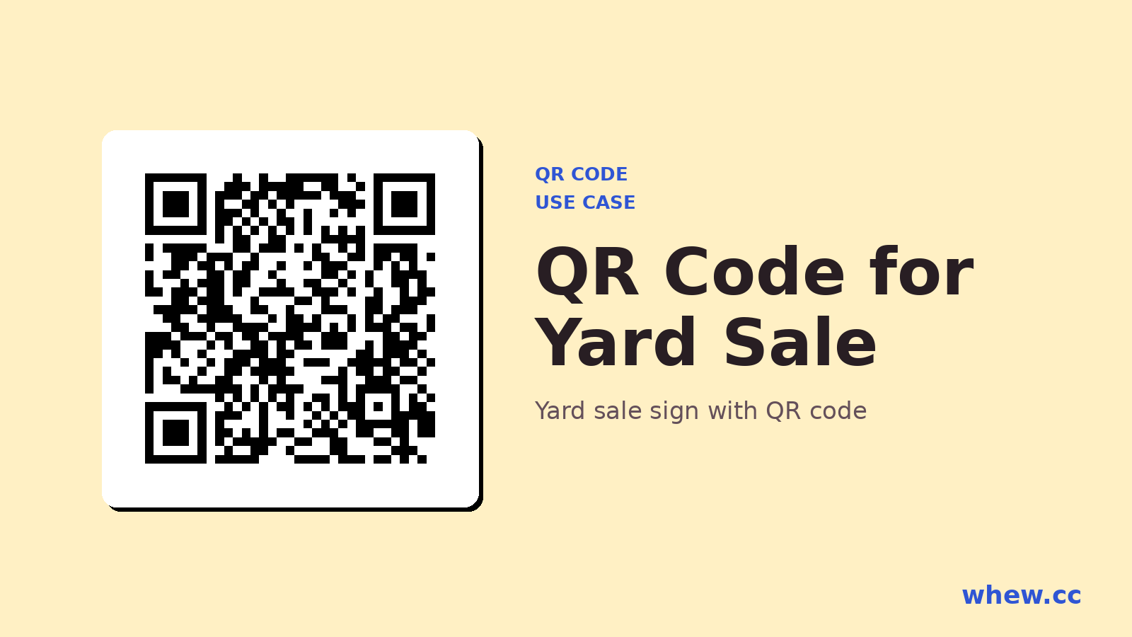 Yard sale sign with QR code